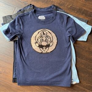 Bundle of Nintendo Blue Kids T-Shirt with Sequin Design, 5 included! Size 5/6